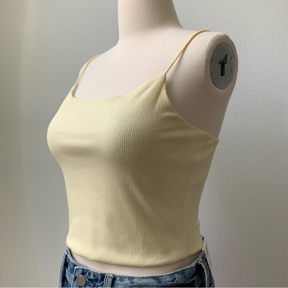 Round Neck Bungee Strap Rib Knit Tank Top - Butter - Picture 5 of 10